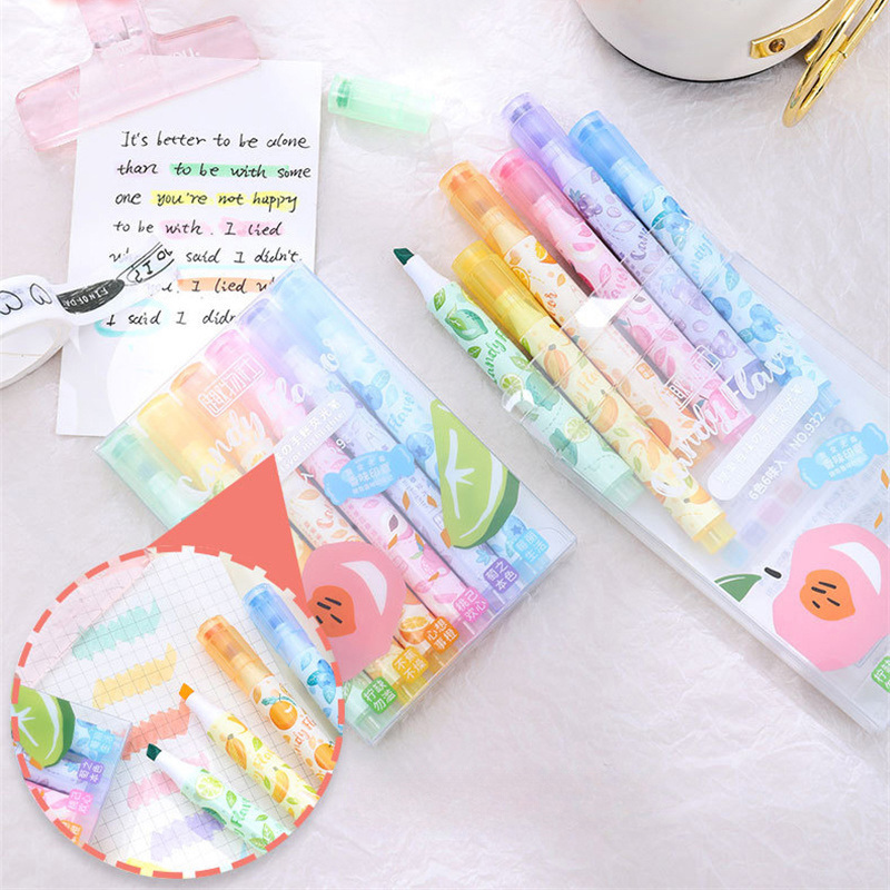 Highlighter Set Pastel - Creative Fruit Scented Highlighter Soft Tip