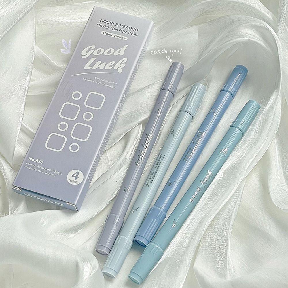 Highlighter Set Pastel - 4Colors Double Head Fluorescent Pen Gradient