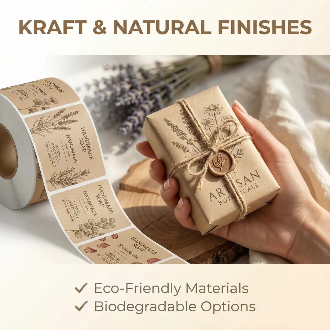 Custom Eco-Friendly Kraft Pape - Sticker Label Roll 评论和价格