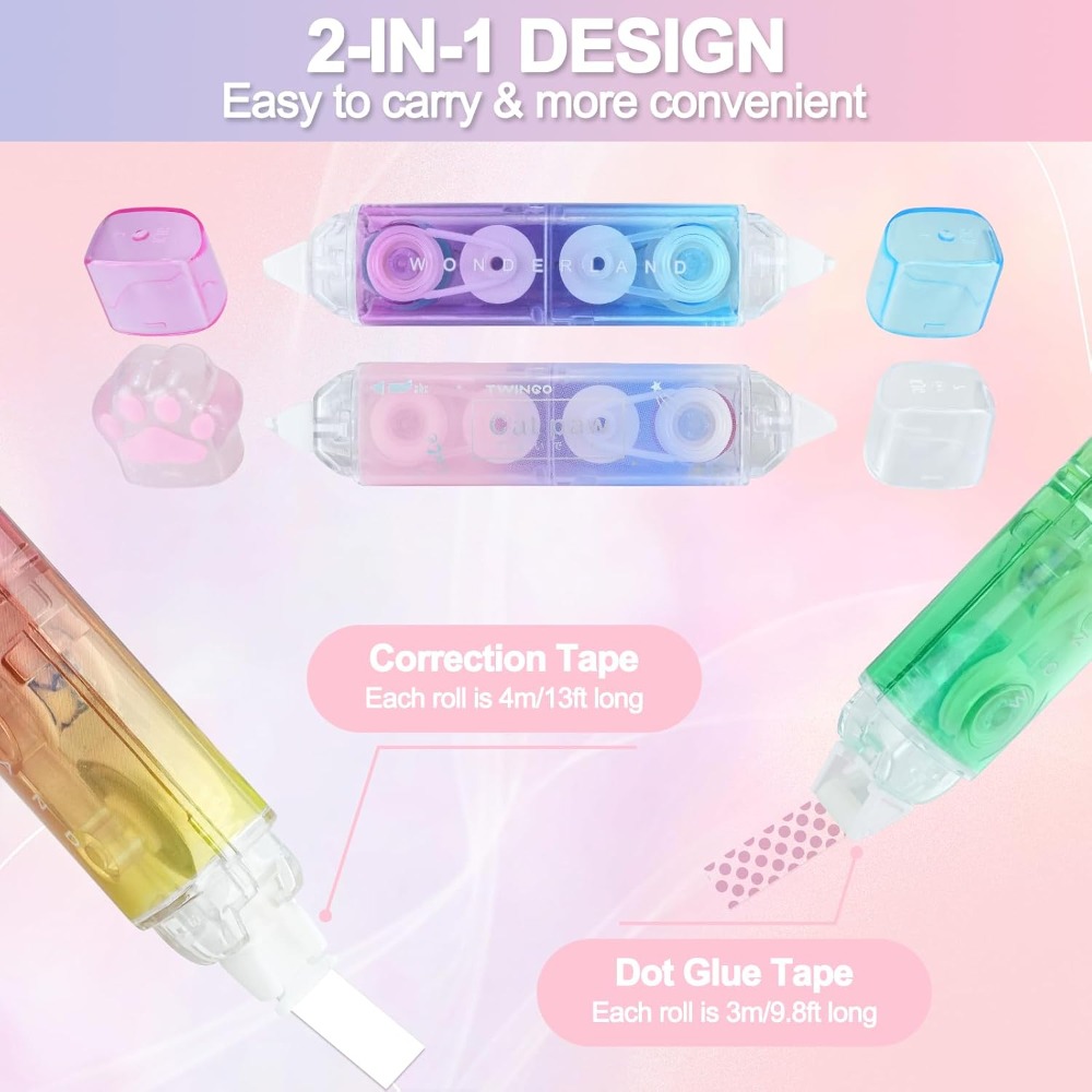 6 Pcs Correction Tape, 2 in 1  - Correction Tape Roller 评论和价格