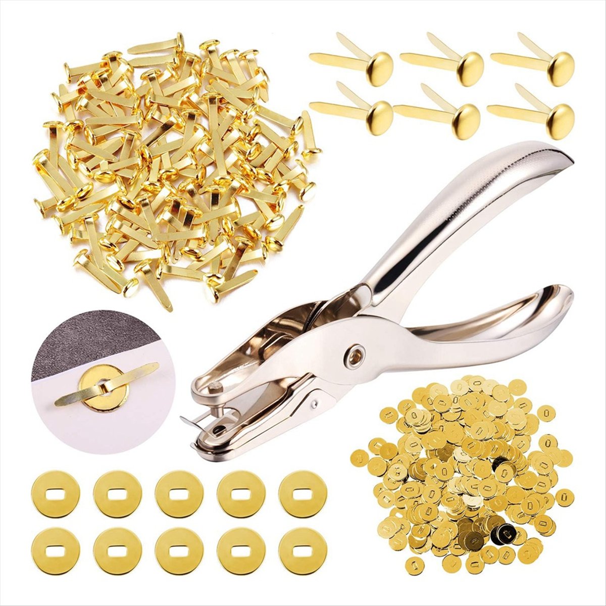 A78I 300 Pieces 3/4 Inch Brass - Paper Punch 3 Hole 评论和价格