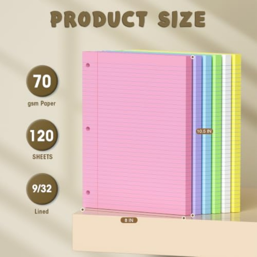 120 Sheets Colored 8x10.5 Inch - Paper Punch 3 Hole 评论和价格