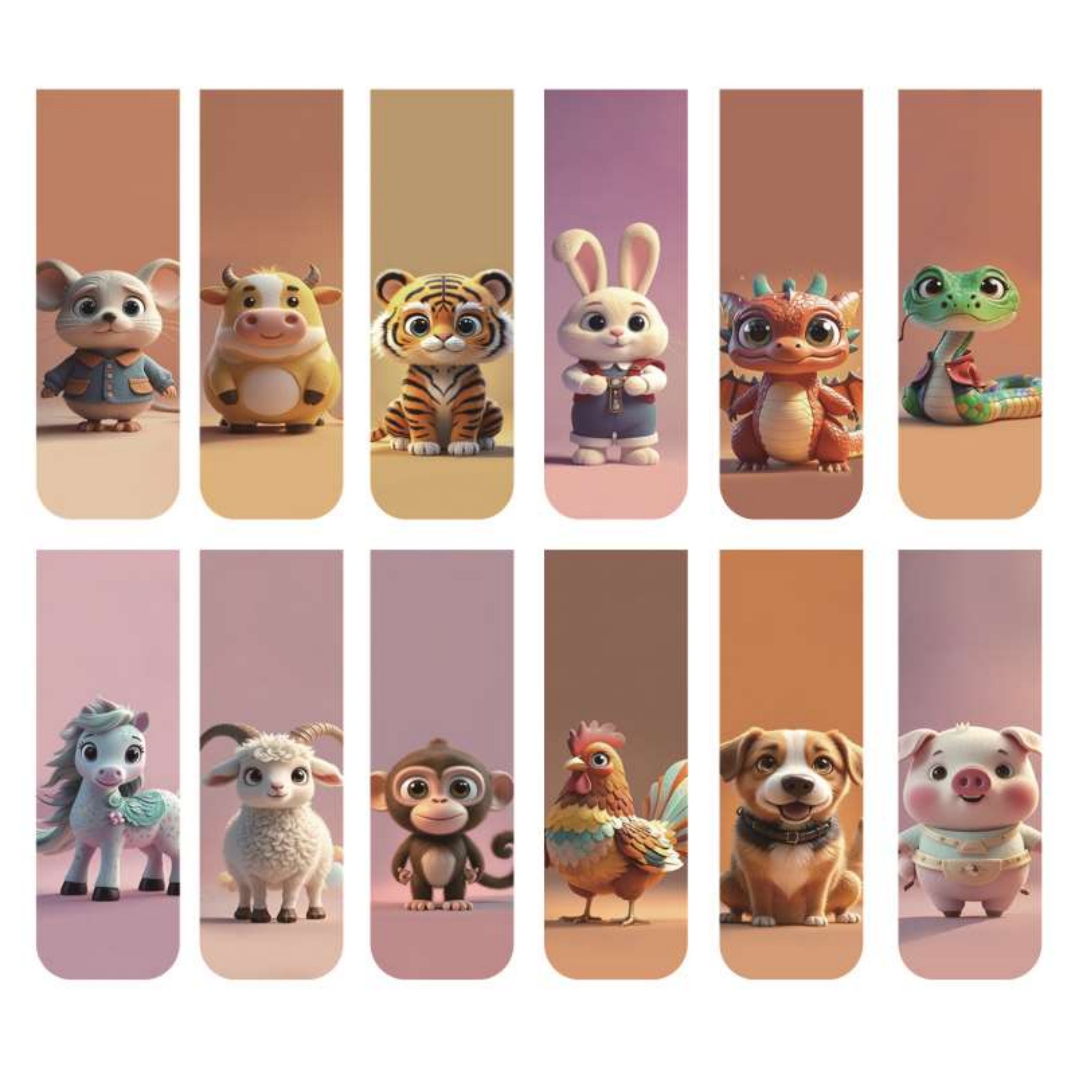 12pcs Adorable Twelve Animal M - Bookmark Magnetic Clip 评论和价格