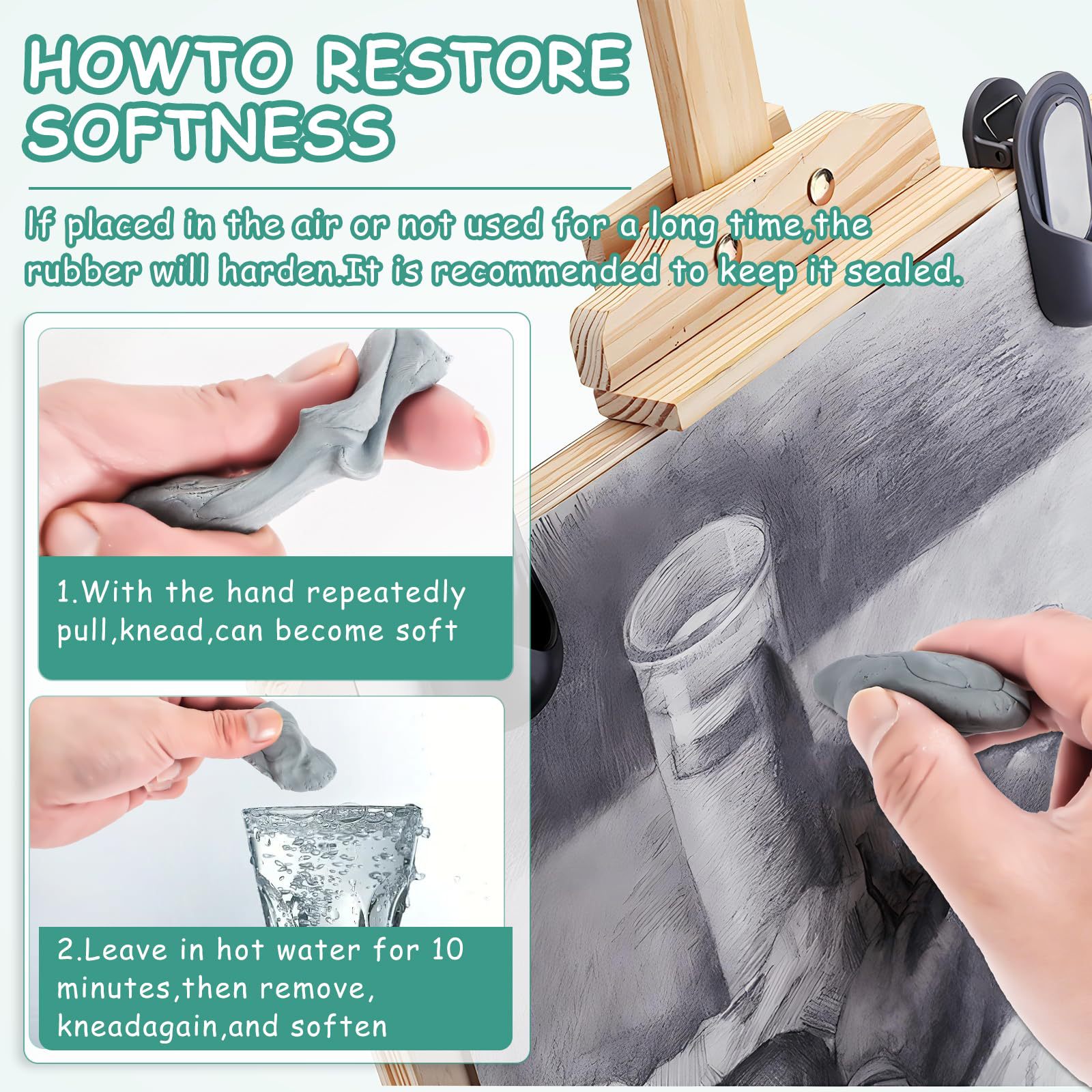 2pcs Kneaded Eraser for Artist - Rubber Eraser Kneaded 评论和价格
