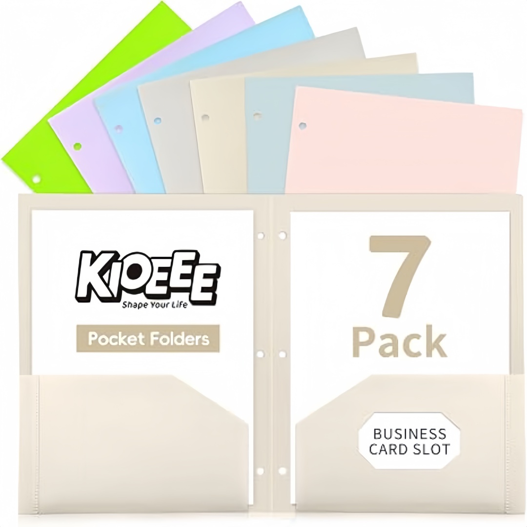 7 Pack Plastic Folders with Po - Paper Punch 3 Hole 评论和价格
