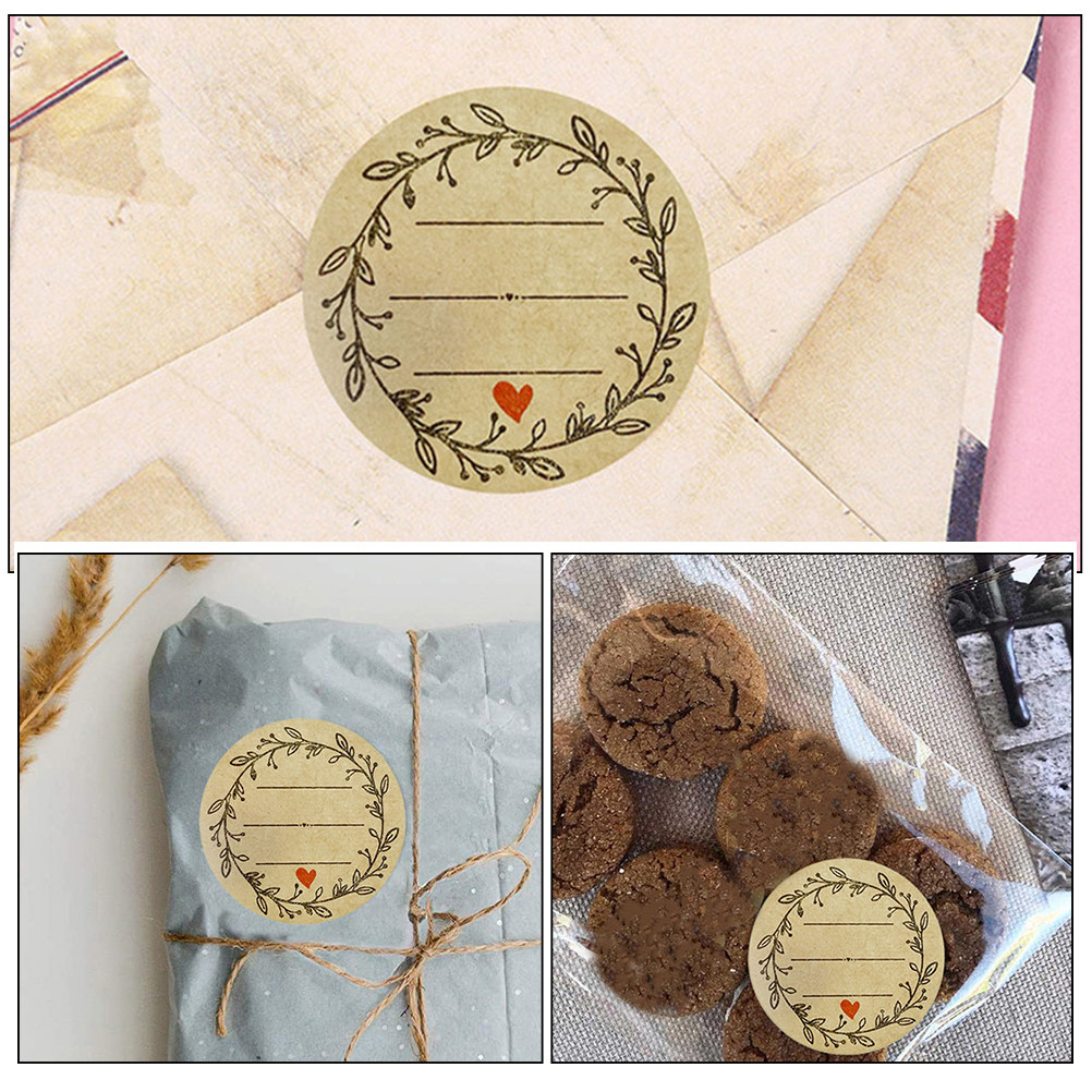 3 Rolls Kraft Paper Round Labe - Sticker Label Roll 评论和价格